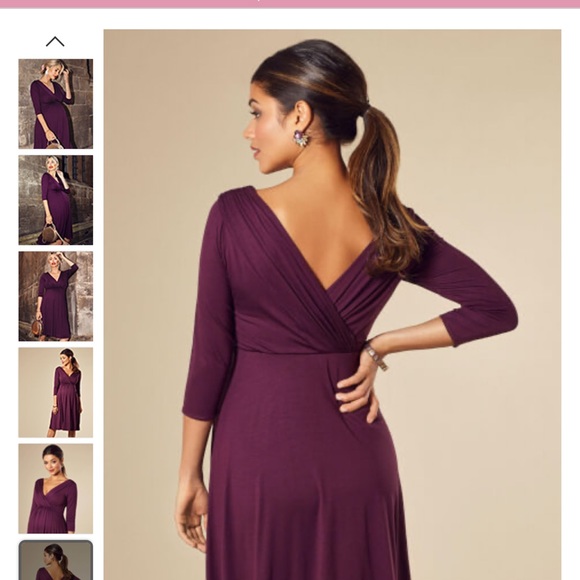Purple 3/4 Sleeve Maternity Dress - Picture 5 of 8